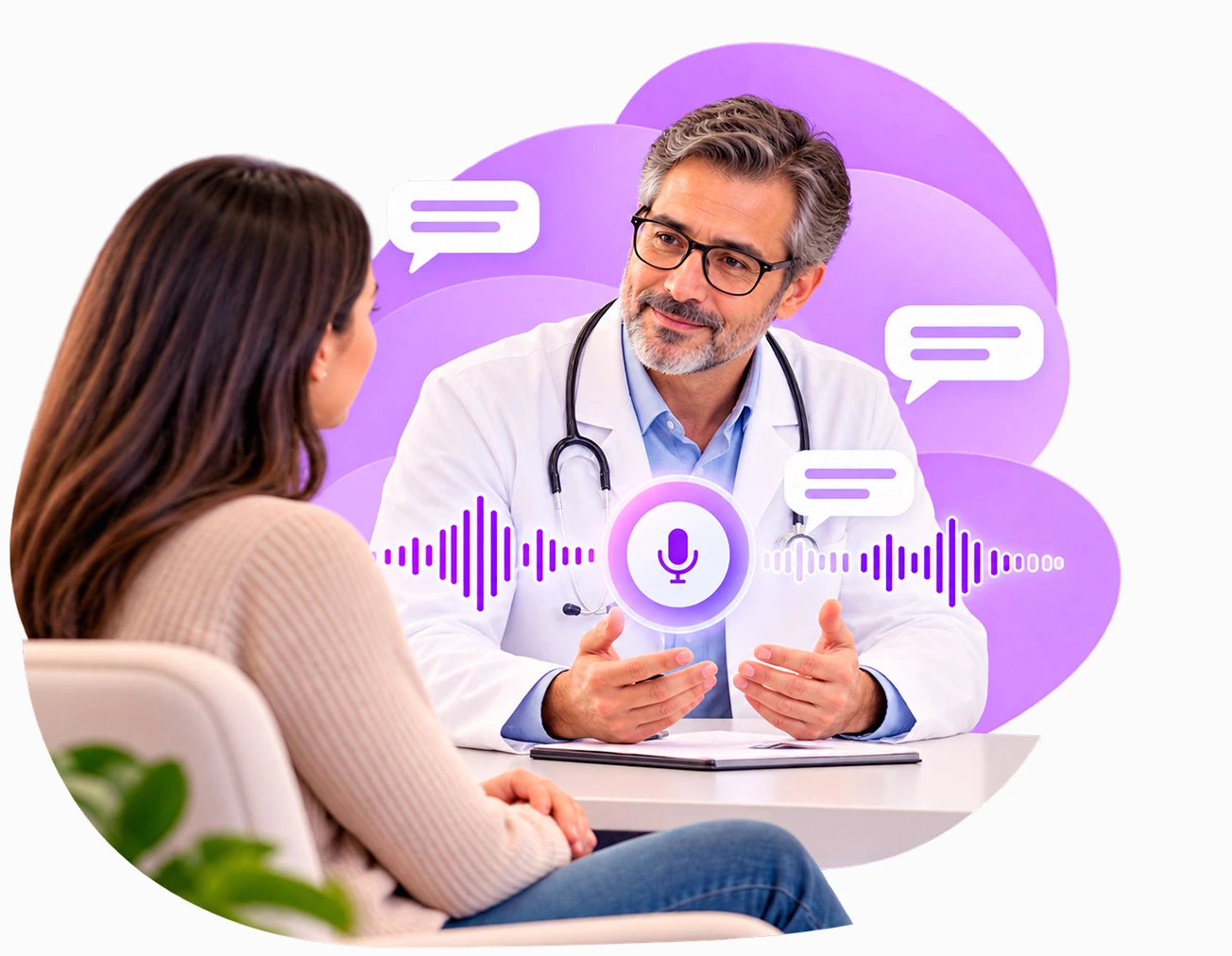 Profissional usando inteligência artificial durante uma consulta