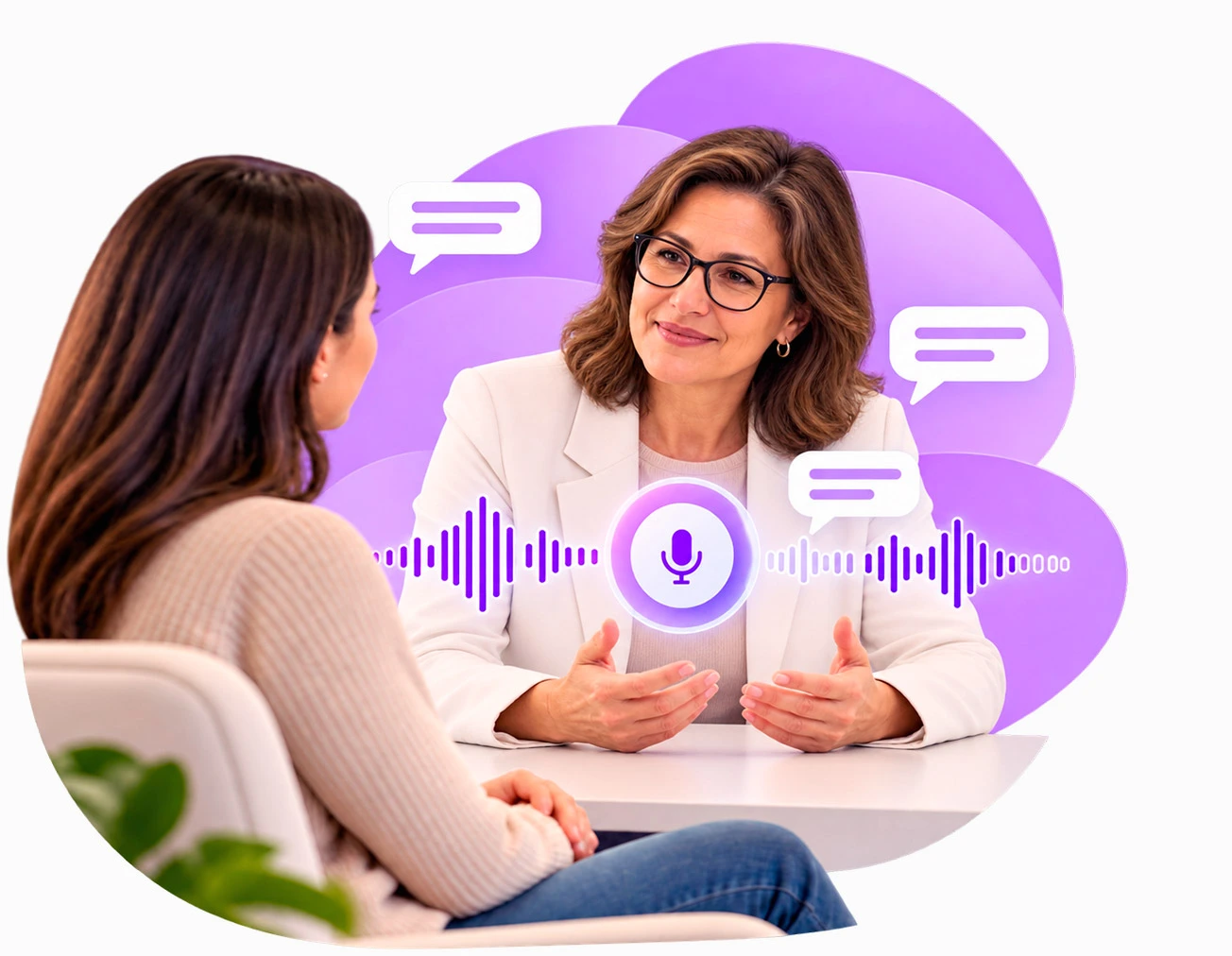 Profissional usando inteligência artificial durante uma consulta